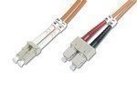 DIGITUS LWL Patchkabel LC/SC 50/125um 1m Multimode Duplex Halogenfrei bis 1Gbit mit Messprotokoll orange OM2