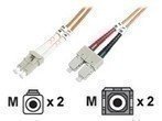 DIGITUS LWL Patchkabel LC/SC 50/125um 1m Multimode Duplex Halogenfrei bis 1Gbit mit Messprotokoll orange OM2