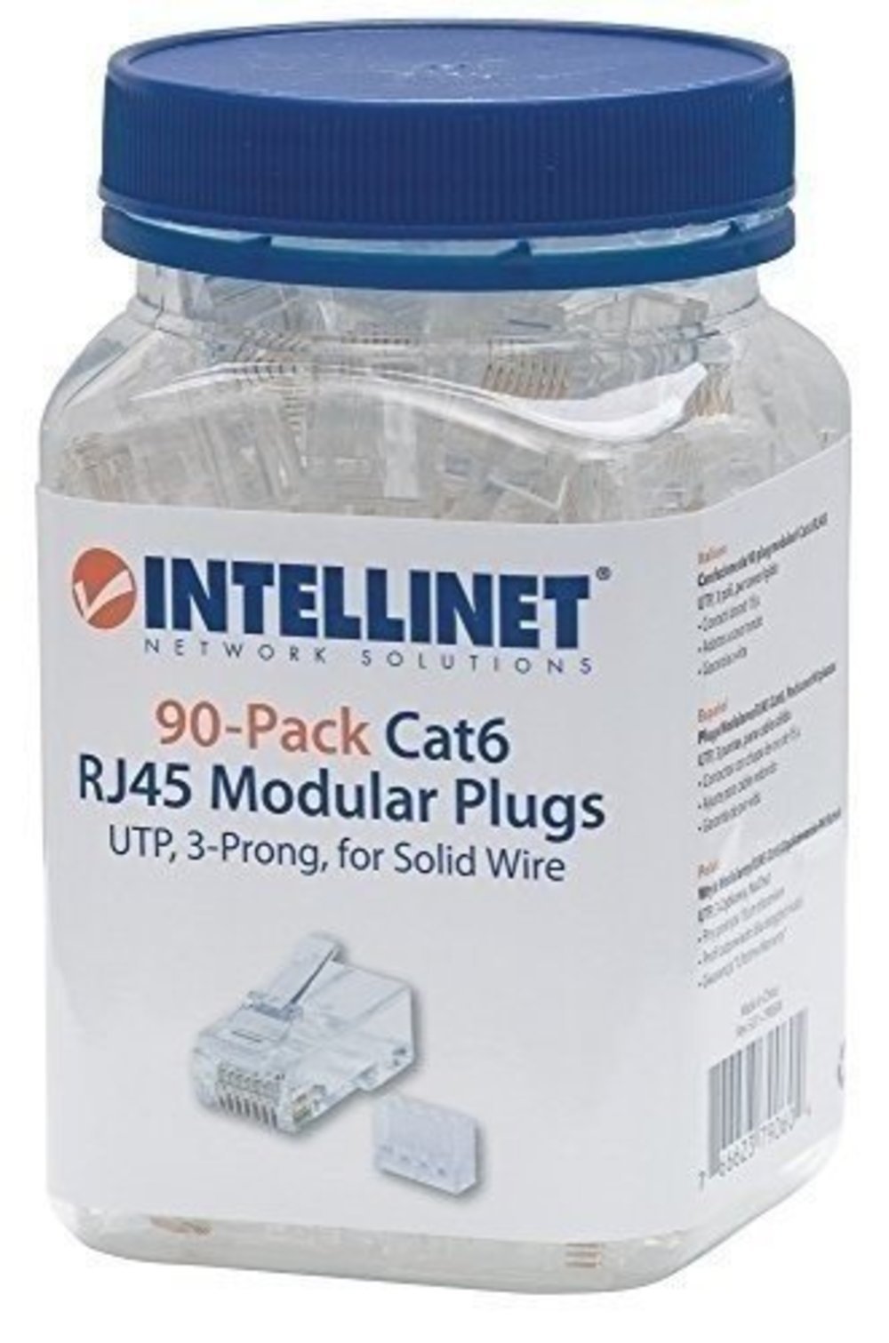 INTELLINET INT Modular Plug.Cat6.RJ45with liner.unshielded 15u 90st Sol