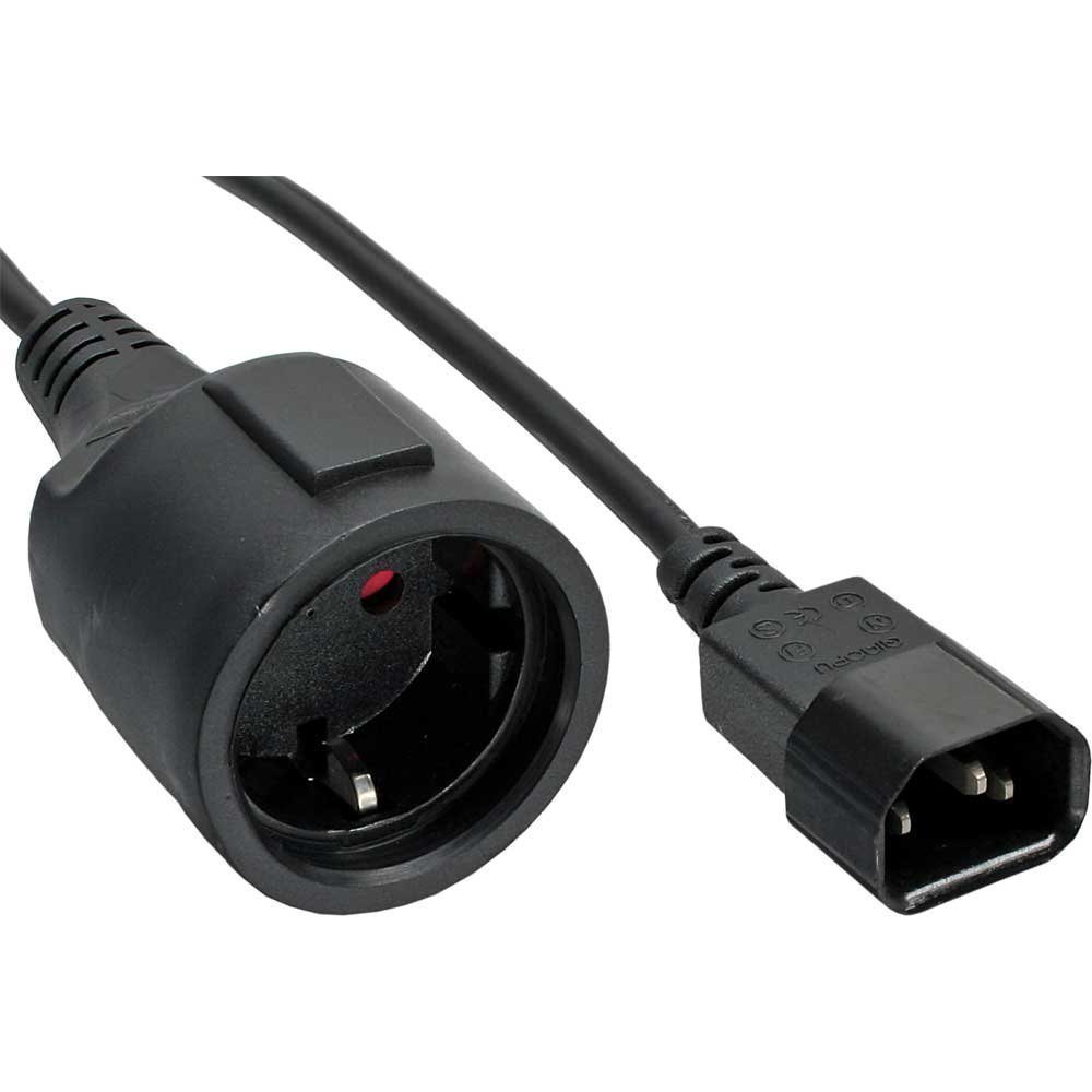 30er Bulk-Pack InLine® Netz Adapter Kabel C14 auf Schutzkontakt Buchse für USV 1m