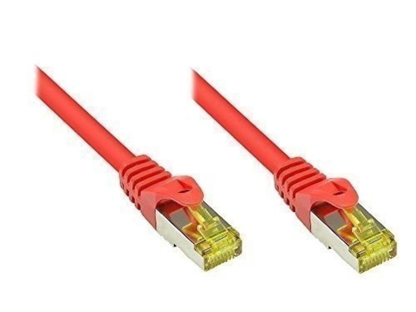 Patchkabel 1.0m mit Cat7 Rohkabel RJ45 S/FTP PIMF rot