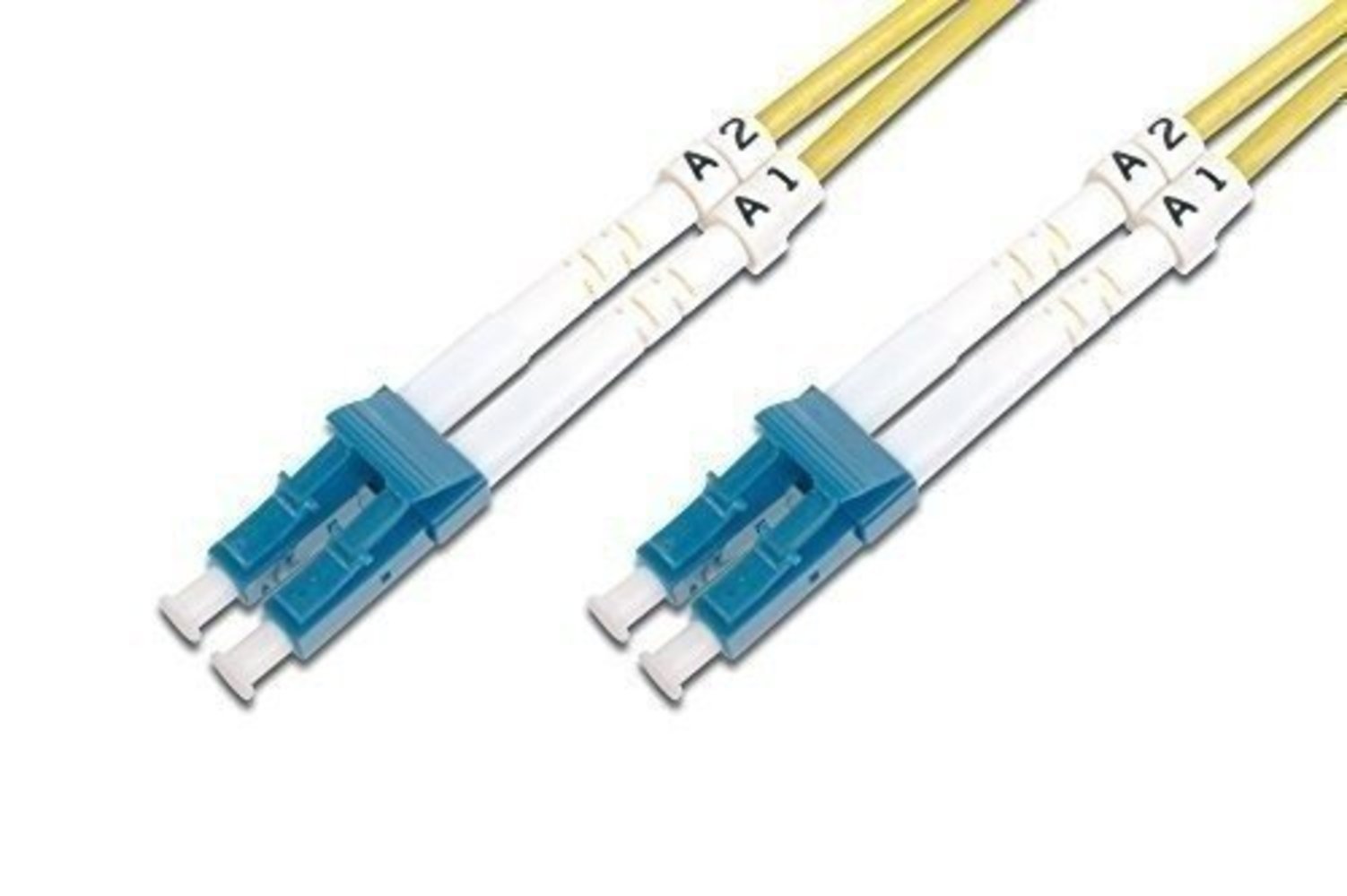 DIGITUS LWL Patchkabel LC/LC 09/125m Singlemode Duplex Halogenfrei mit Messprotokoll gelb 2m - Hohe Qualität, zuverlässige Verbindung, digitale Übertragung