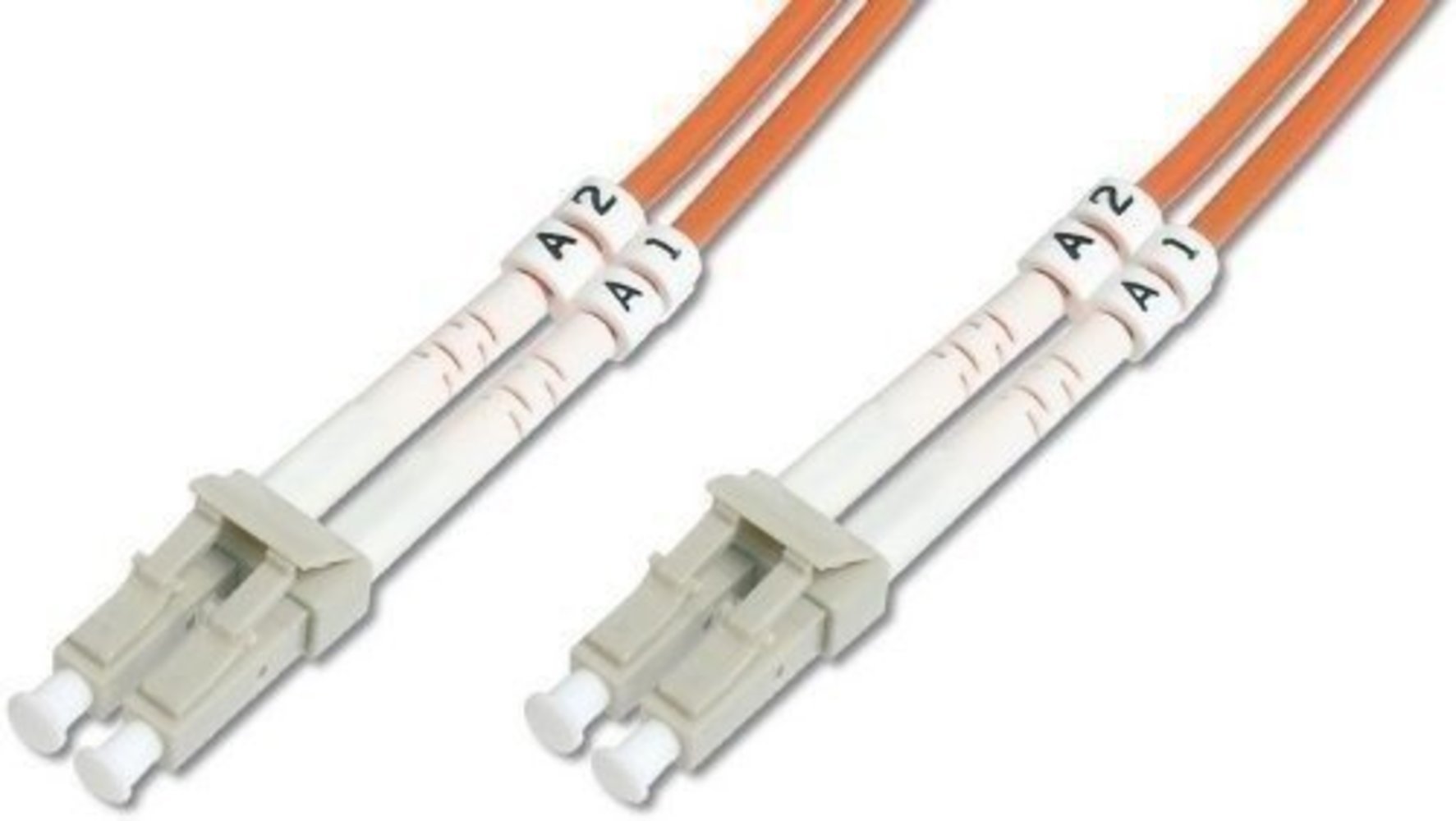 Digitus LWL Patchkabel LC/LC 50/125µm 10m Multimode Duplex - Halogenfrei bis 1Gbit mit Messprotokoll - Orange OM2