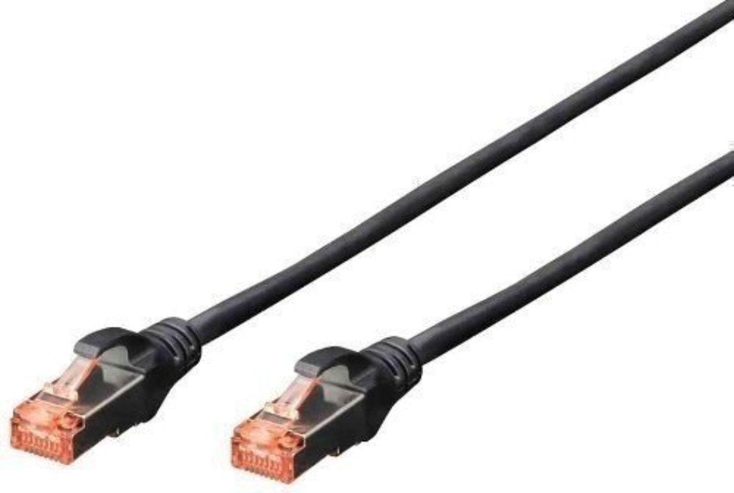 Digitus Patchkabel RJ45 S/FTP Cat6 0.25m Schwarz mit Hebelschutz - Hochwertiges & langlebiges Netzwerkkabel