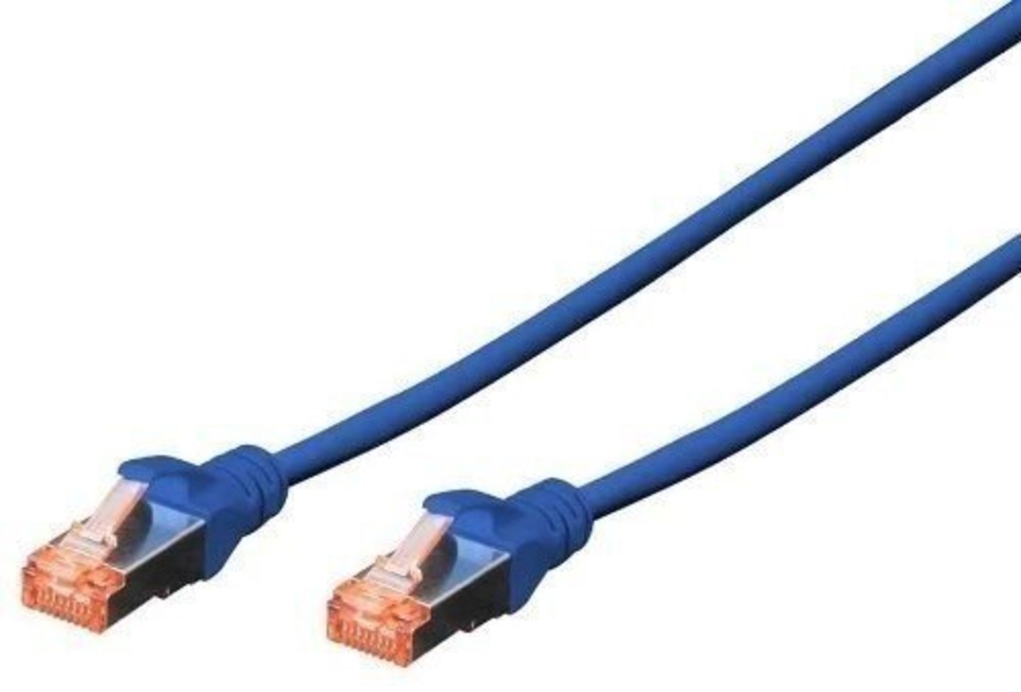 DIGITUS Patchkabel RJ45 S/FTP Cat6 0.50m blau Hebelschutz