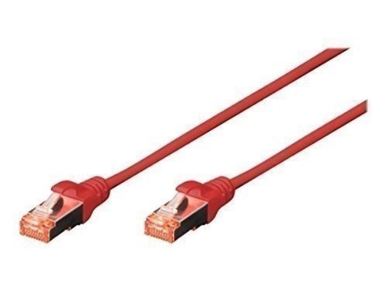 DIGITUS Patchkabel RJ45 S/FTP Cat6 0.50m rot Hebelschutz