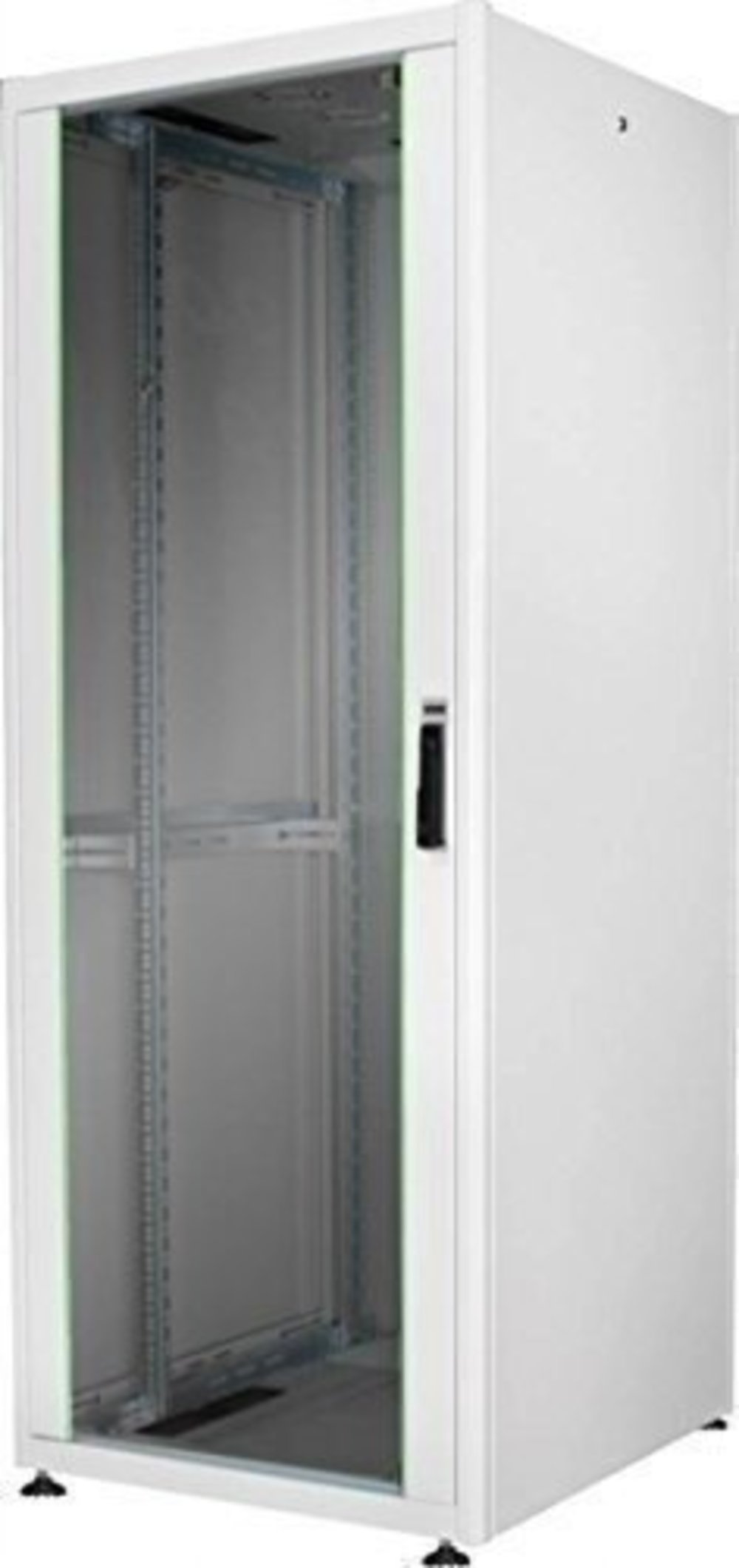 DIGITUS Netzwerkschrank Basic 48.3cm 19 Zoll 42HE grau 8/8 H2035mmxB800mmxT800mm mit Glastuer ohne Montageschrauben-Set bis 600KG