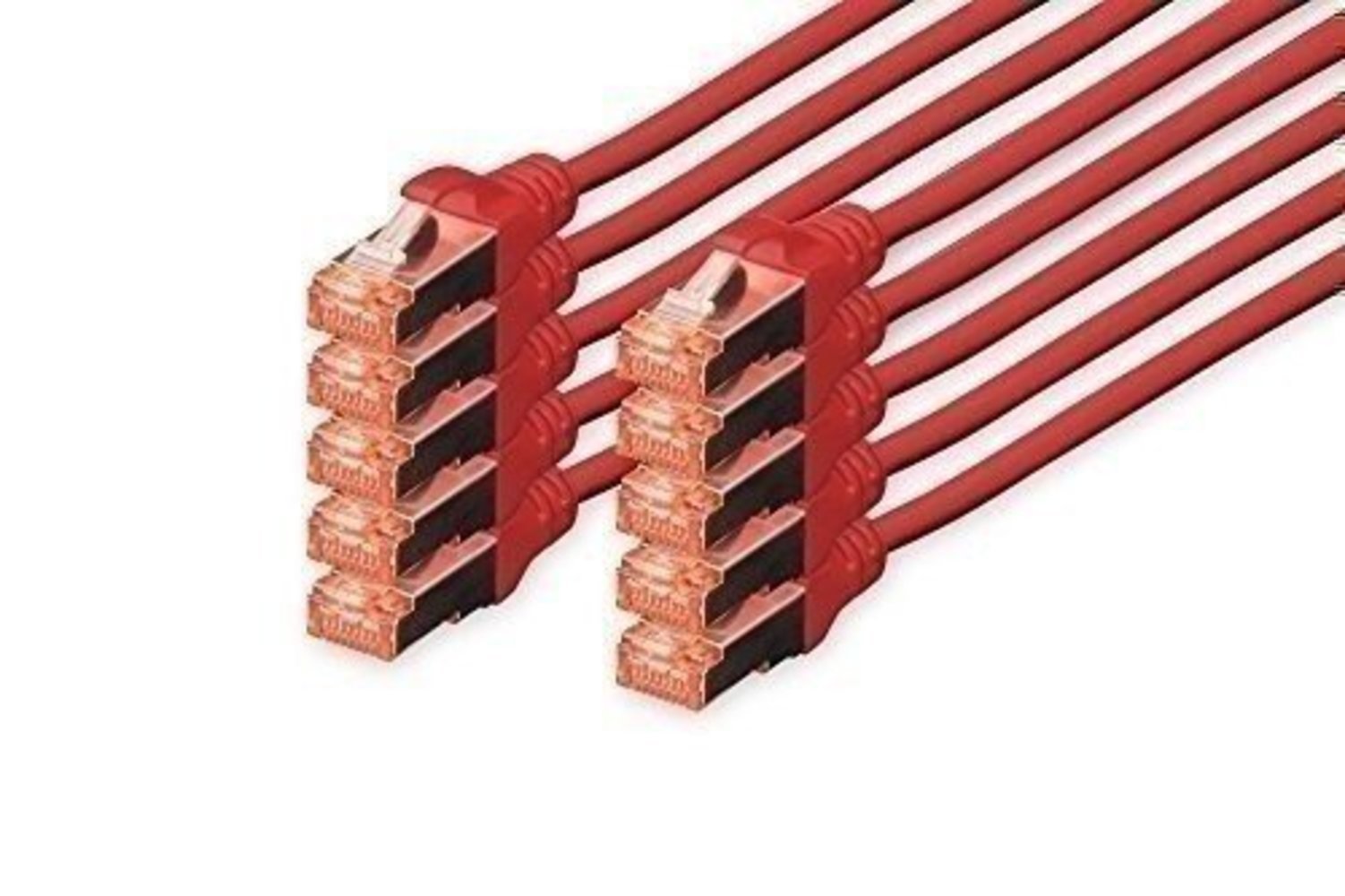 DIGITUS CAT 6 S-FTP Patchkabel Cu LSZH AWG 27/7 Lange 0.5 m 10 Stuck Farbe Rot