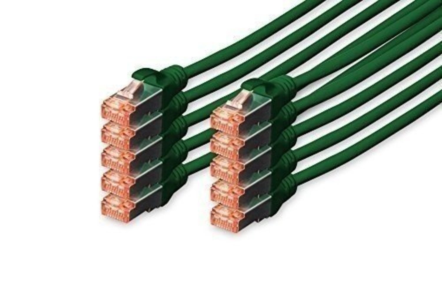 10er Pack DIGITUS CAT 6 S-FTP Patchkabel Cu LSZH AWG 27/7, 3m lang, grün