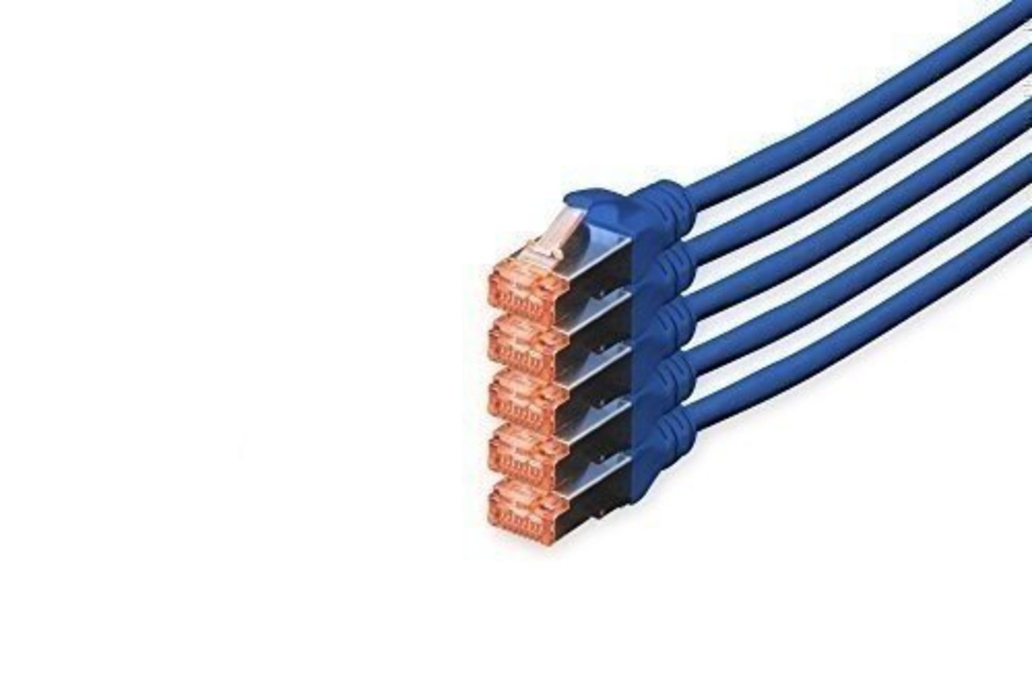 DIGITUS CAT 6 S-FTP Patchkabel 10m, 5 Stück, Blau, Cu LSZH, AWG 27/7