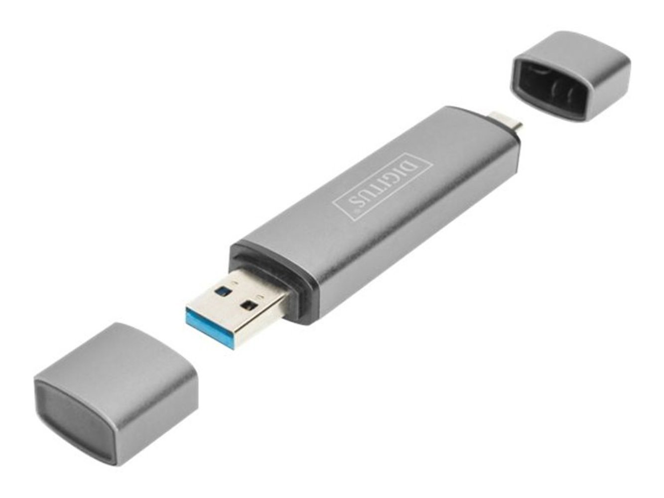 DIGITUS DA-70886 Combo Card Reader Hub USB-C+USB 3.0 1x SD 1x MicroSD 1x USB 3.0 grau