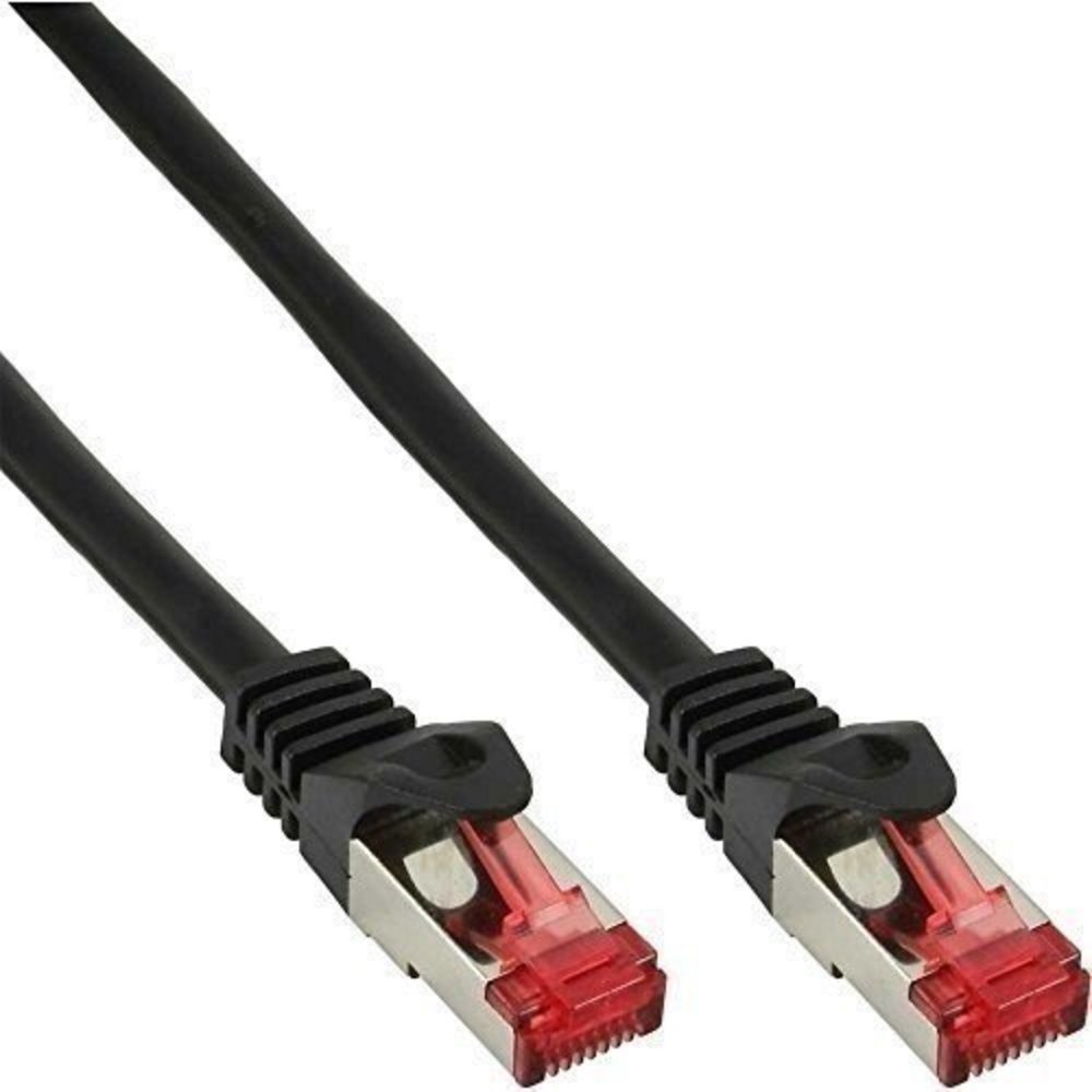 InLine® Patchkabel S/FTP (PiMf) Cat6 250MHz PVC Kupfer schwarz 0.5m - Hochwertiges Patchkabel für Datenübertragung mit Schirmung und Abschirmung