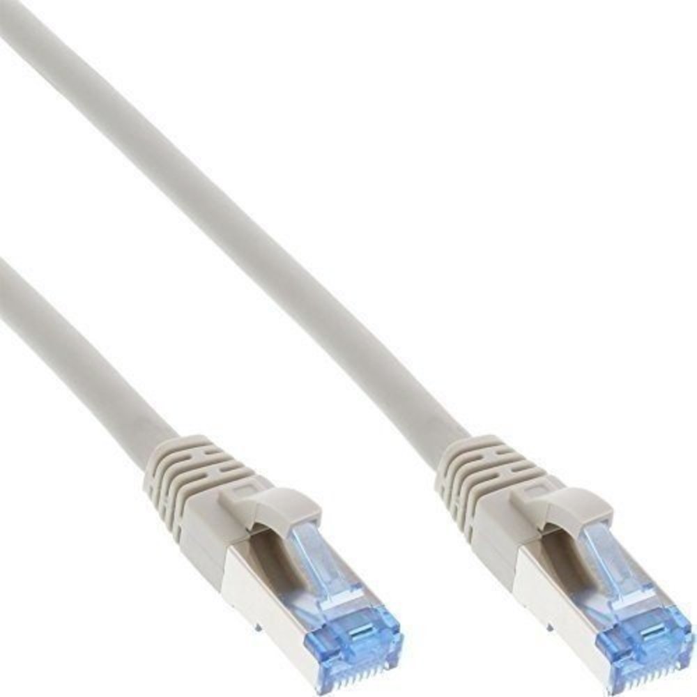 InLine® Patchkabel S/FTP (PiMf) Cat6A 500MHz halogenfrei Kupfer grau 10m - Hochwertiges Patchkabel für schnelle Netzwerkverbindungen (10m, grau)