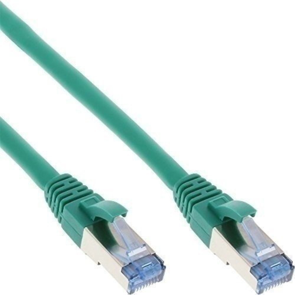 InLine® Patchkabel S/FTP Cat6A 500MHz halogenfrei, PiMf, Kupfer, grün, 1m – Hochwertiges Ethernet-Kabel