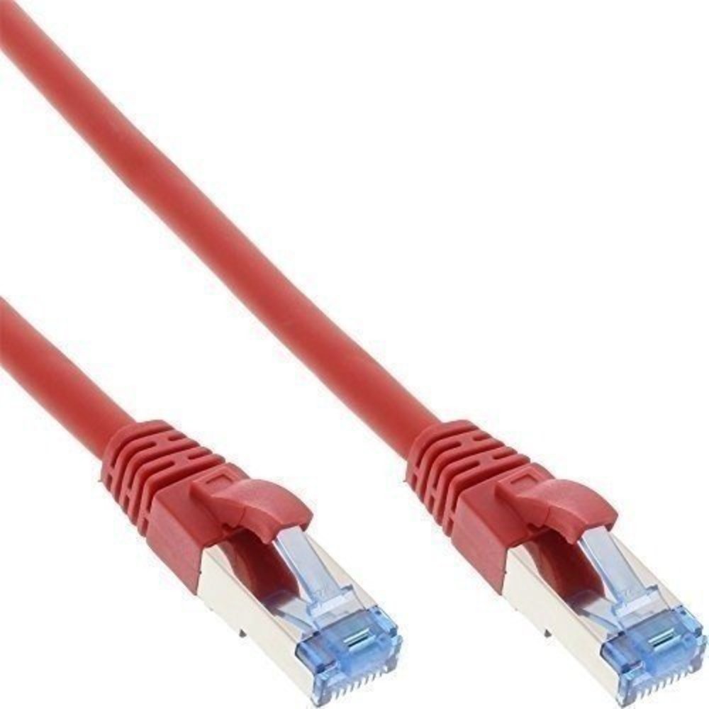 InLine® Patchkabel S/FTP (PiMf) Cat6A 500MHz halogenfrei Kupfer rot 5m - Qualitatives Patchkabel für schnelle und stabile Datenübertragung mit hoher Bandbreite