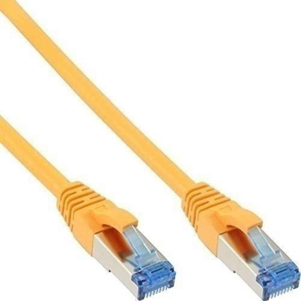 InLine® Patchkabel S/FTP (PiMF) Cat6A 500MHz halogenfrei Kupfer gelb 1m - Hochwertiges Ethernet Kabel für schnelle und zuverlässige Datenübertragung