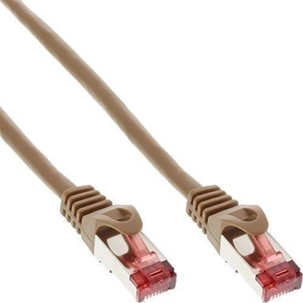 Patchkabel InLine® S/FTP (PiMf) Cat6 250MHz PVC Kupfer braun 0.25m für optimale Verbindungen