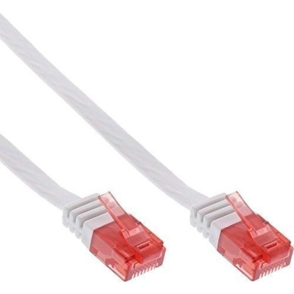 INLINE Patchkabel flach Cat6 U/UTP weiß 5m - Hochwertiges Ethernet Kabel für schnelle und zuverlässige Verbindungen