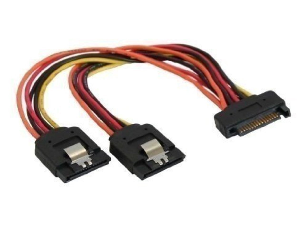 InLine® SATA Strom-Y-Kabel - SATA Buchse an 2x SATA Stecker mit Sicherheitslasche - 0.15m - Hohe Qualität und Zuverlässigkeit