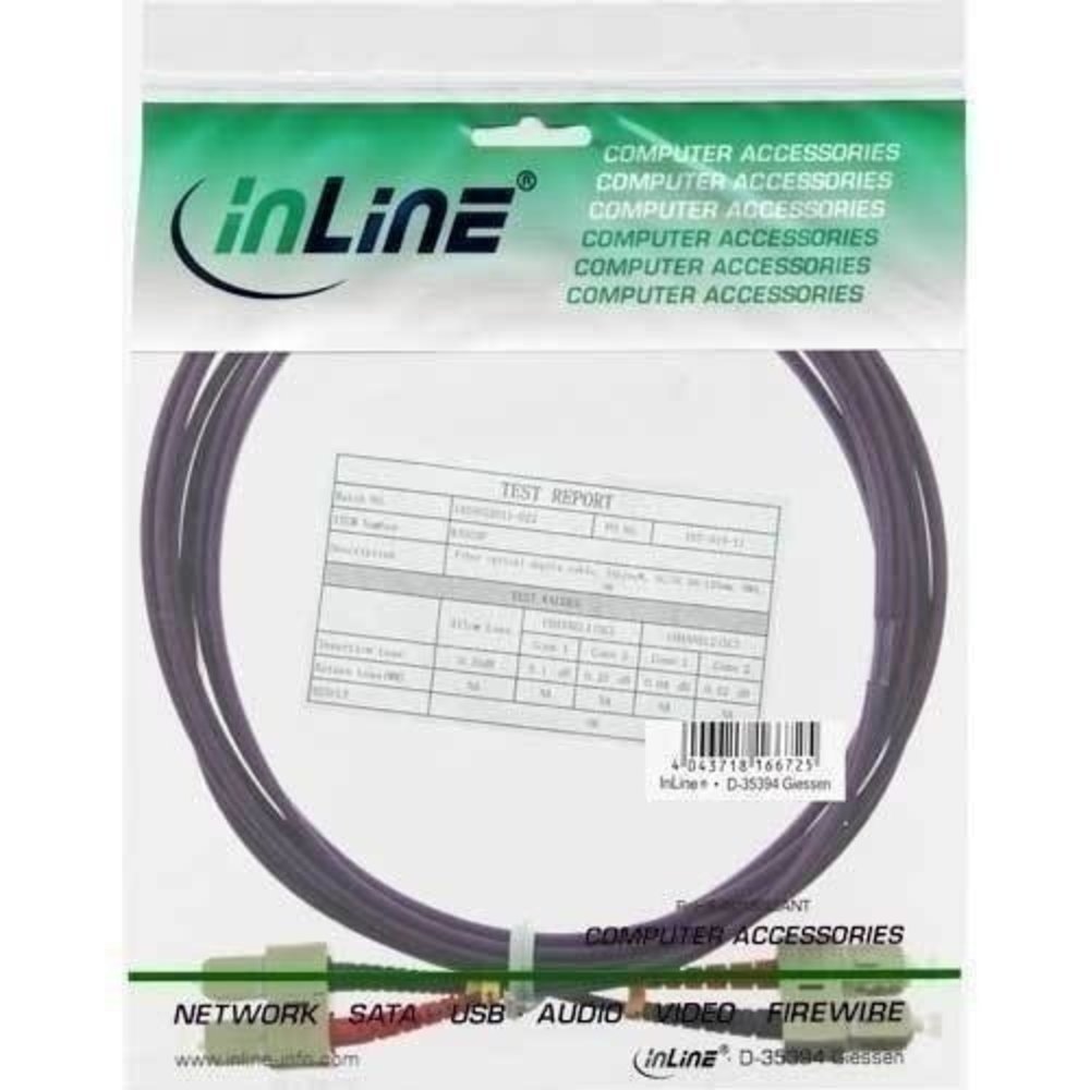 InLine® LWL Duplex Kabel SC/SC 50/125µm OM4 5m - Hochwertiges optisches Lichtwellenleiterkabel mit SC/SC Stecker, Multimode 50/125µm OM4, 5 Meter Länge