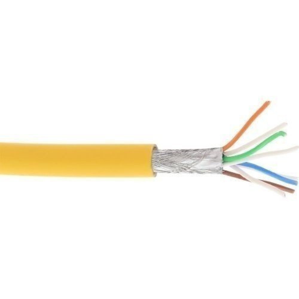 InLine® Patchkabel S/FTP (PiMf) Cat6A 500MHz halogenfrei Kupfer gelb 100m - Hochwertiges, zuverlässiges Netzwerkkabel für schnelle Datenübertragung