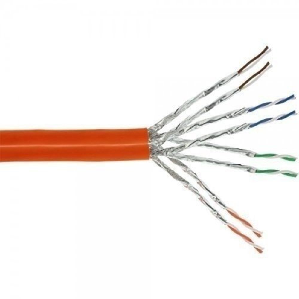 InLine® Duplex Verlegekabel Cat7a S/FTP (PiMF) 2x 4x2x0.58 AWG23 1200MHz halogenfrei orange 100m