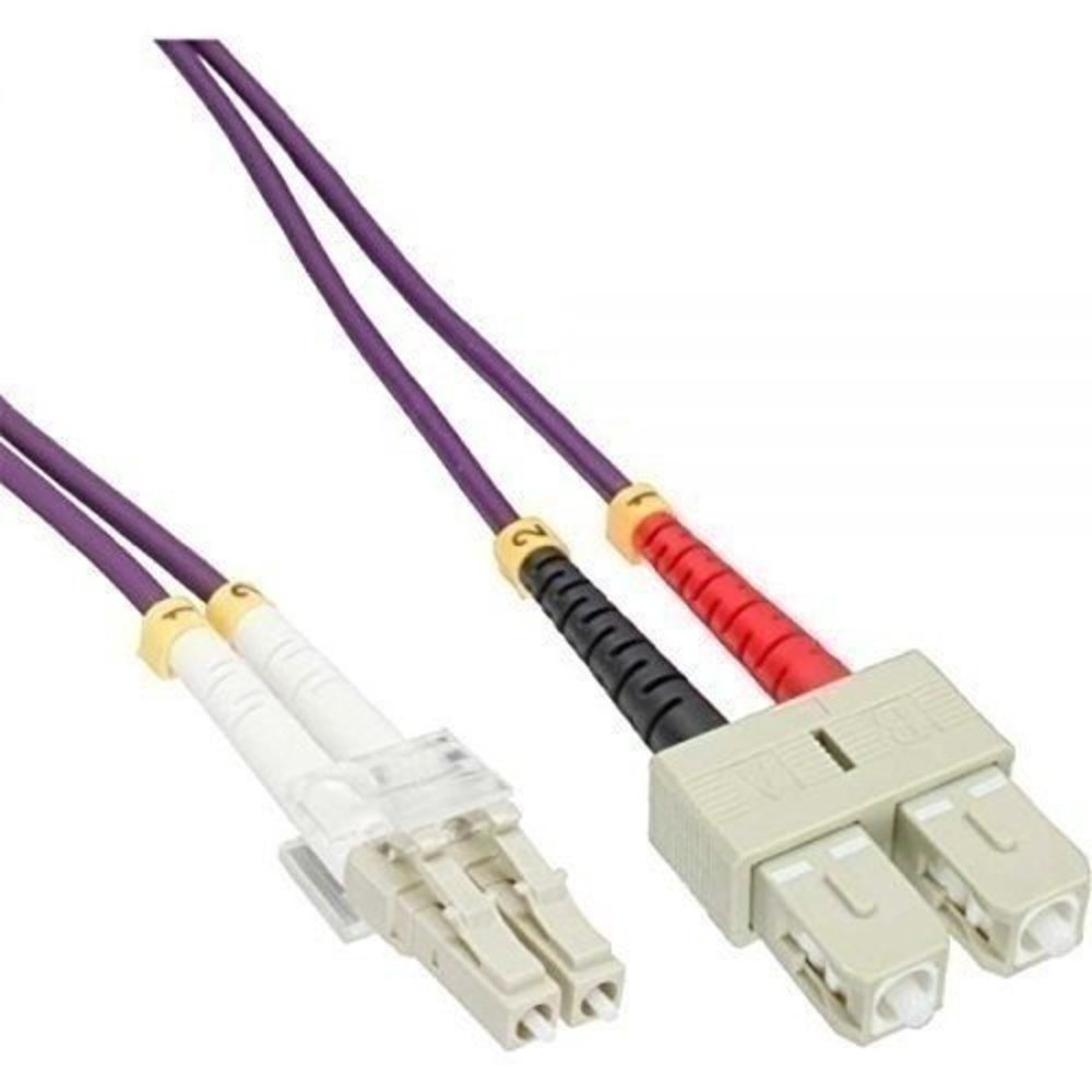 InLine® LWL Duplex Kabel LC/SC 50/125µm OM4 15m - Hochwertiges, OM4 Multimode Optisches Duplexkabel - 15 Meter Länge