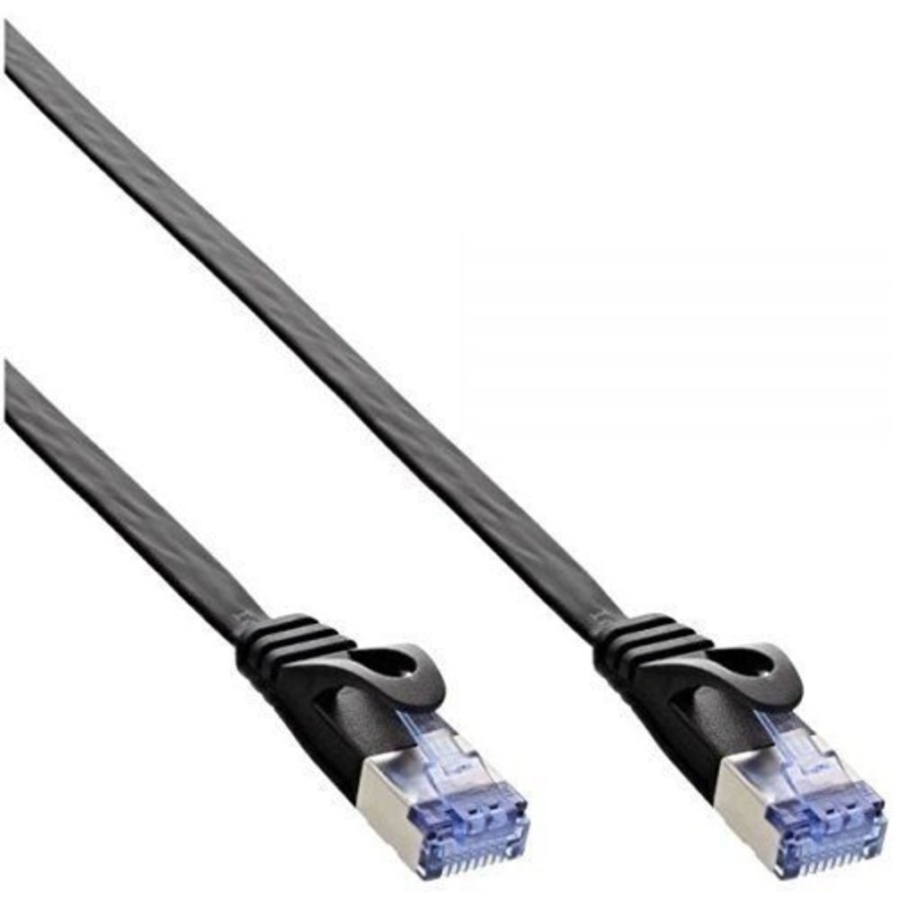 InLine® Patchkabel flach U/FTP Cat6A schwarz 1m – Hochwertiges Netzwerkkabel für schnelle Datenübertragung