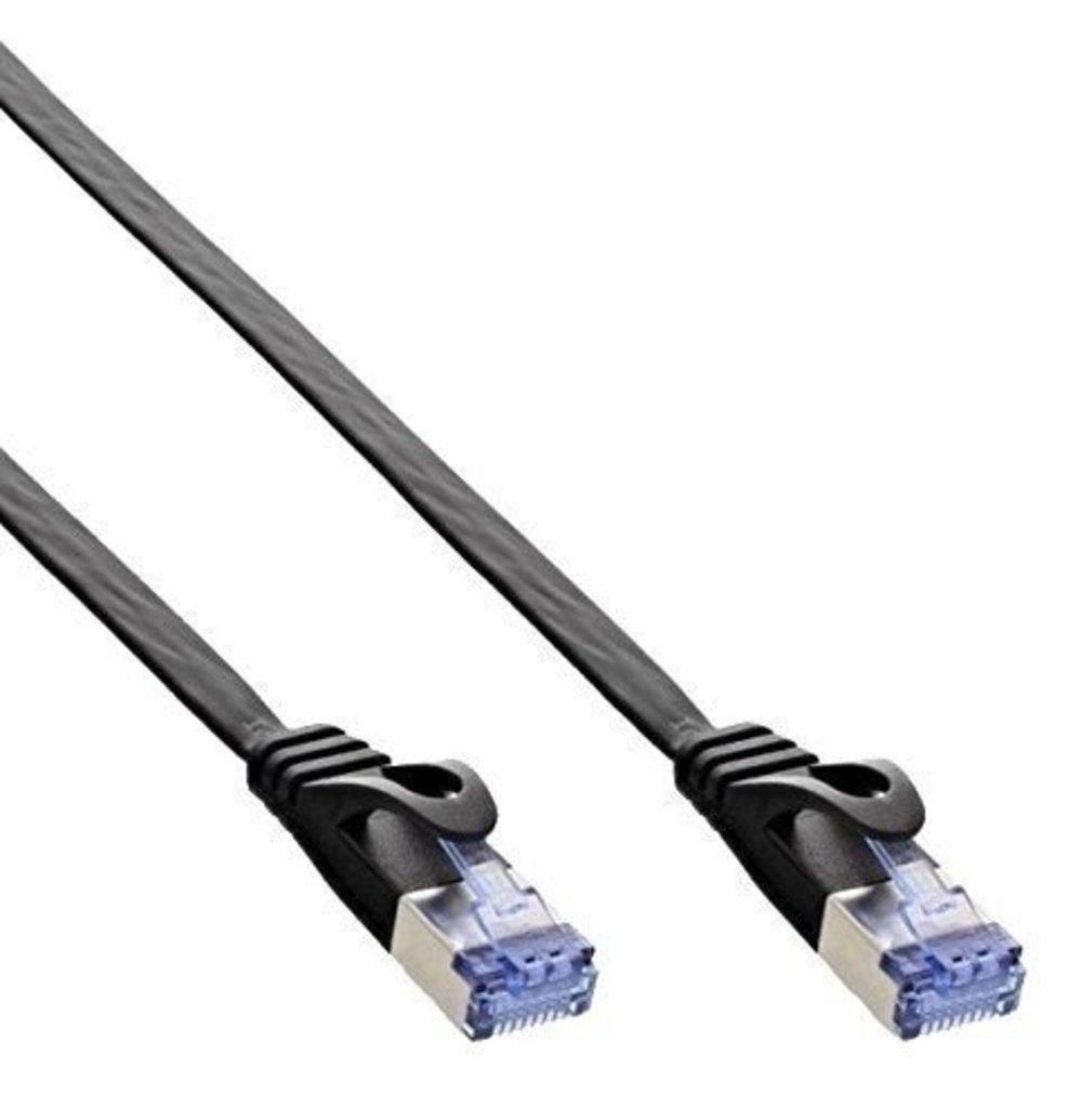 InLine® Patchkabel flach U/FTP Cat6A schwarz 5m - Hochwertiges flaches Ethernet-Kabel für schnelle und stabile Verbindungen