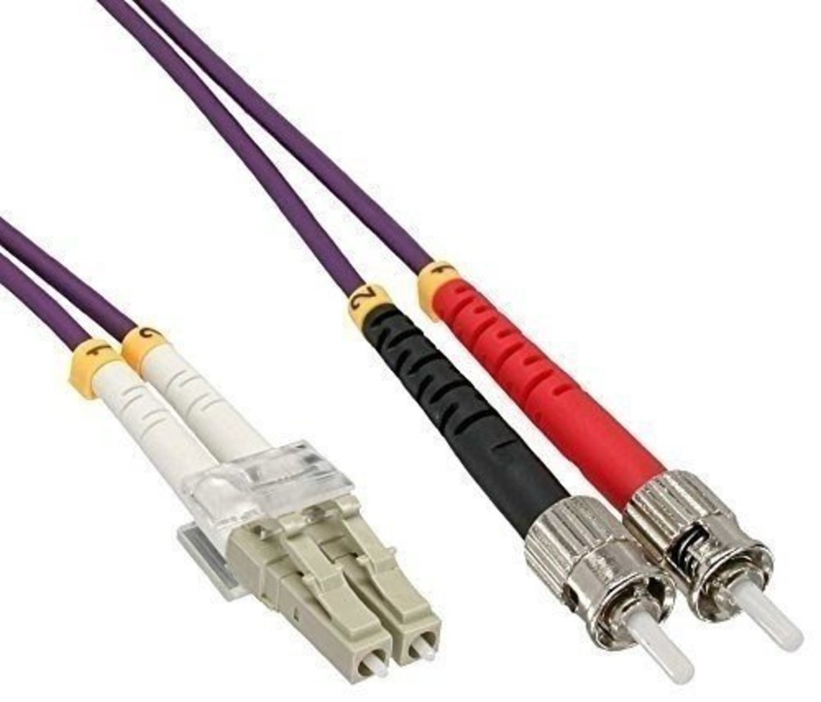 InLine® LWL Duplex Kabel LC/ST 50/125µm OM4 0.5m - Hochwertiges Glasfaserkabel für schnelle und zuverlässige Datenübertragung