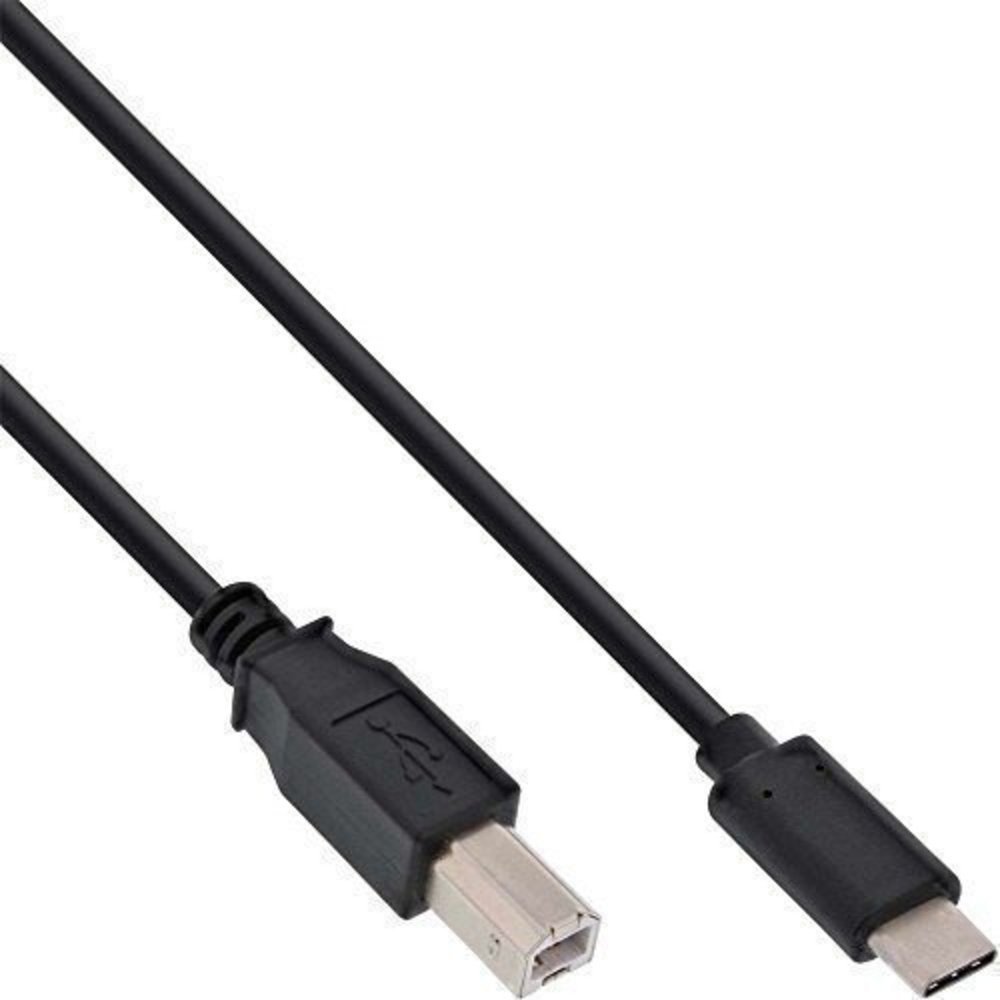 InLine® USB 2.0 Kabel Typ C Stecker an B Stecker schwarz 1m