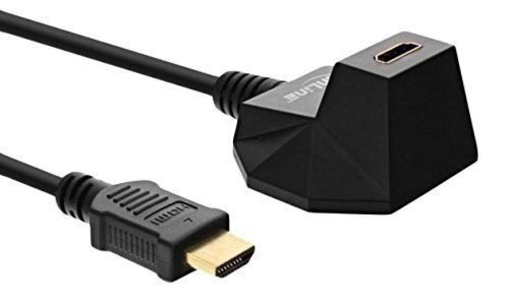 InLine® HDMI Verlängerung mit Standfuß HDMI-High Speed mit Ethernet 4K2K Stecker/Buchse, schwarz/gold, 5m - Hochwertige HDMI Verlängerung für Ultra HD Übertragung