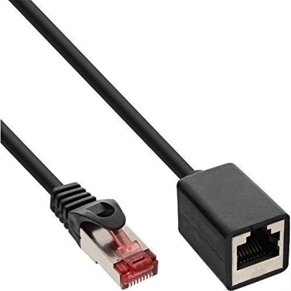 InLine® Patchkabel-Verlängerung S/FTP (PiMf) Cat6 250MHz halogenfrei Kupfer schwarz 1m - Hohe Qualität, schnelle Datenübertragung