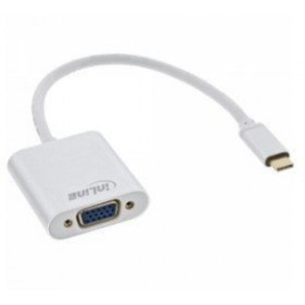 InLine® USB Display Konverter USB-C Stecker zu VGA Buchse (DP Alt Mode) silber 0.2m