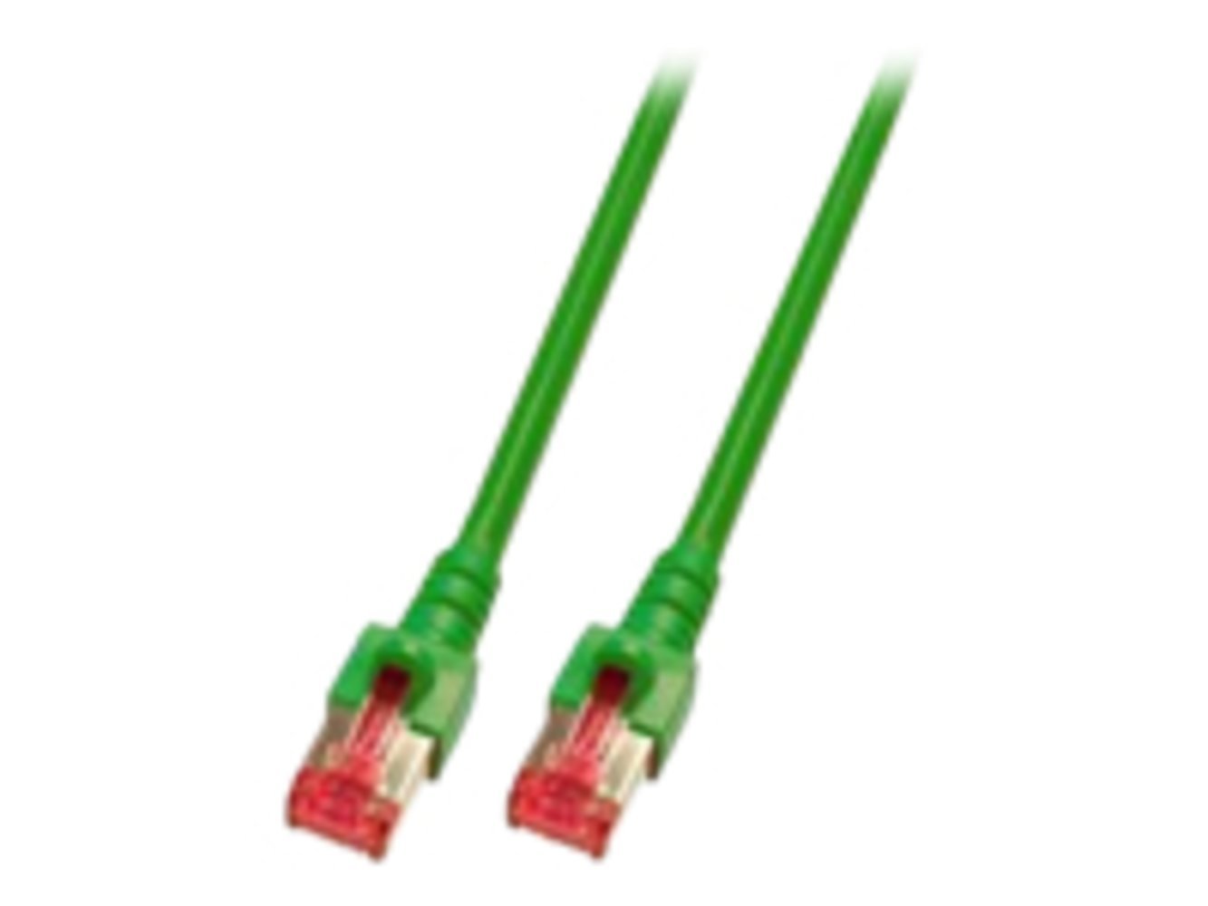 EFB RJ45 Patchkabel S/FTP Cat6 LSZH 0.15m GRUEN reines Kupfer Laengenaufdruck auf Knickschutztuelle patentiert