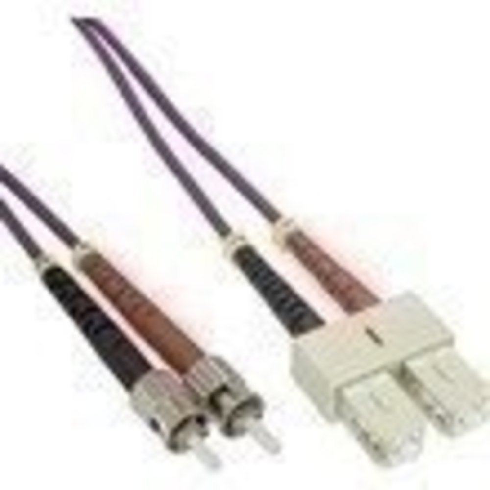 InLine® LWL Duplex Kabel SC/ST 50/125µm OM4 20m - Hochwertiges OM4 Glasfaser Kabel, Duplex, 50/125µm, SC/ST Stecker, 20m Länge