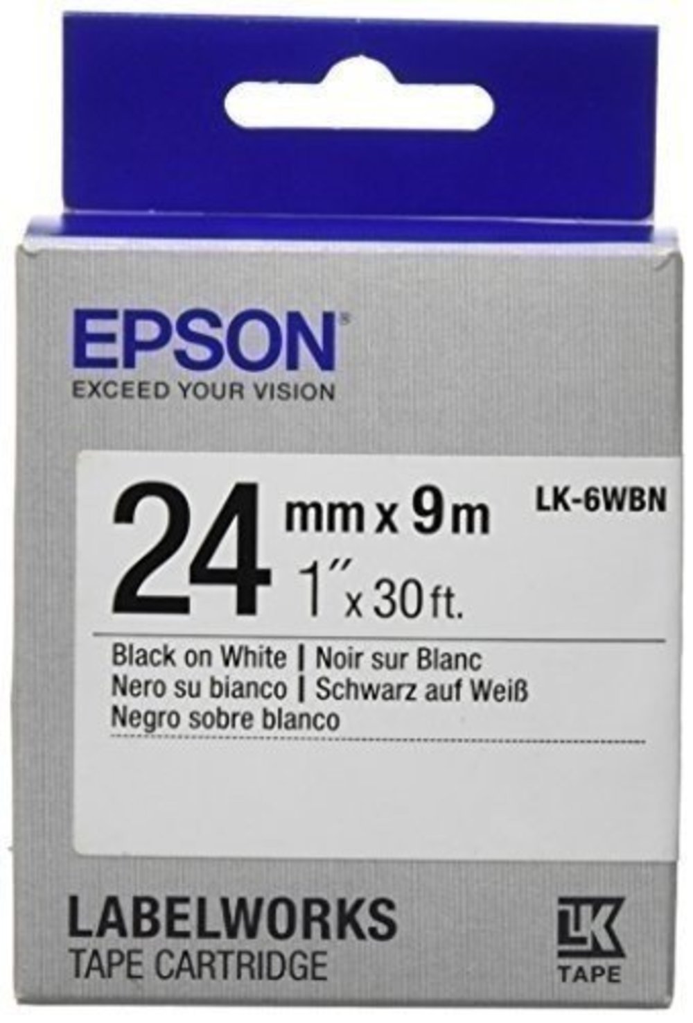 epson ribbon lk-6wbn standard - black on weiss - 24mmx9m