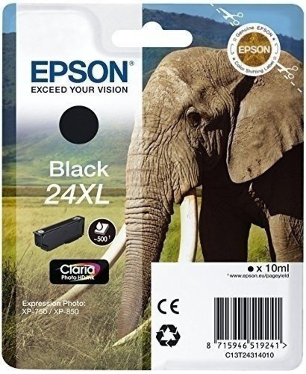 EPSON 24XL Tinte schwarz hohe Kapazität 10ml 500 Seiten 1-pack blister ohne Alarm