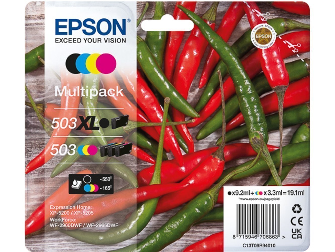 EPSON Tinte Multipack XP520x/WF296x 1x9.2/3x3.3ml