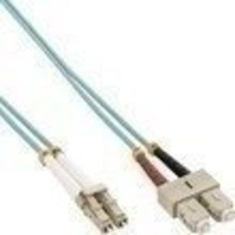 InLine® LWL Duplex Kabel LC/SC 50/125µm OM3 10m - Hochwertiges LWL Duplex Kabel | LC auf SC 50/125µm OM3 Multimode | 10m Länge