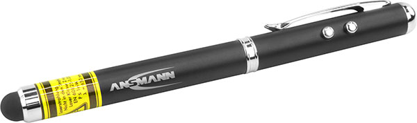 ANSMANN Laserpointer & LED-Taschenlampe Stylus Touch 4in1, Reichweite 100m