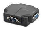 DIGITUS VGA Splitter mit 2 Ports und interner Leistungsverstärkung bis zu 75m Reichweite, maximale Auflösung von 2048x1536 bei 60Hz