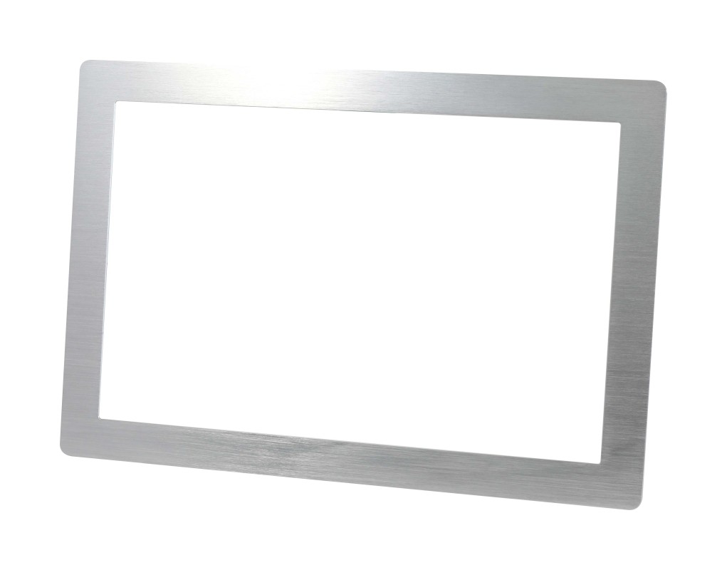 Allnet Touch Display Tablet 14 Zoll Silber mit schmalem Einbaurahmen und zugehöriger Blende