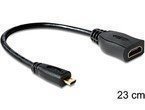 DELOCK Adapterkabel micro HDMI-D St > HDMI-A Bu - 23 cm Kabel - Hochwertiger HDMI Adapter